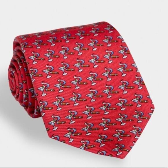 Vineyard Vines Martha's Vineyard Collection Martini & Cigar Tie 100% Silk - Picture 4 of 4